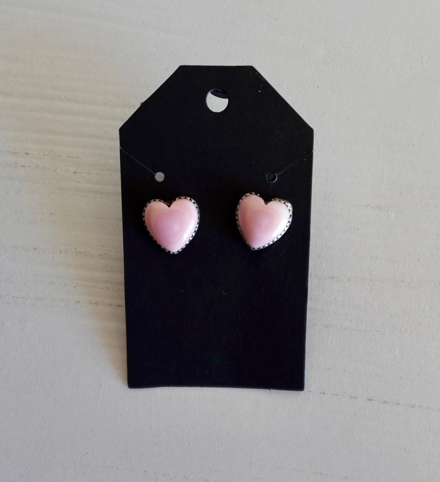pink conch heart earrings